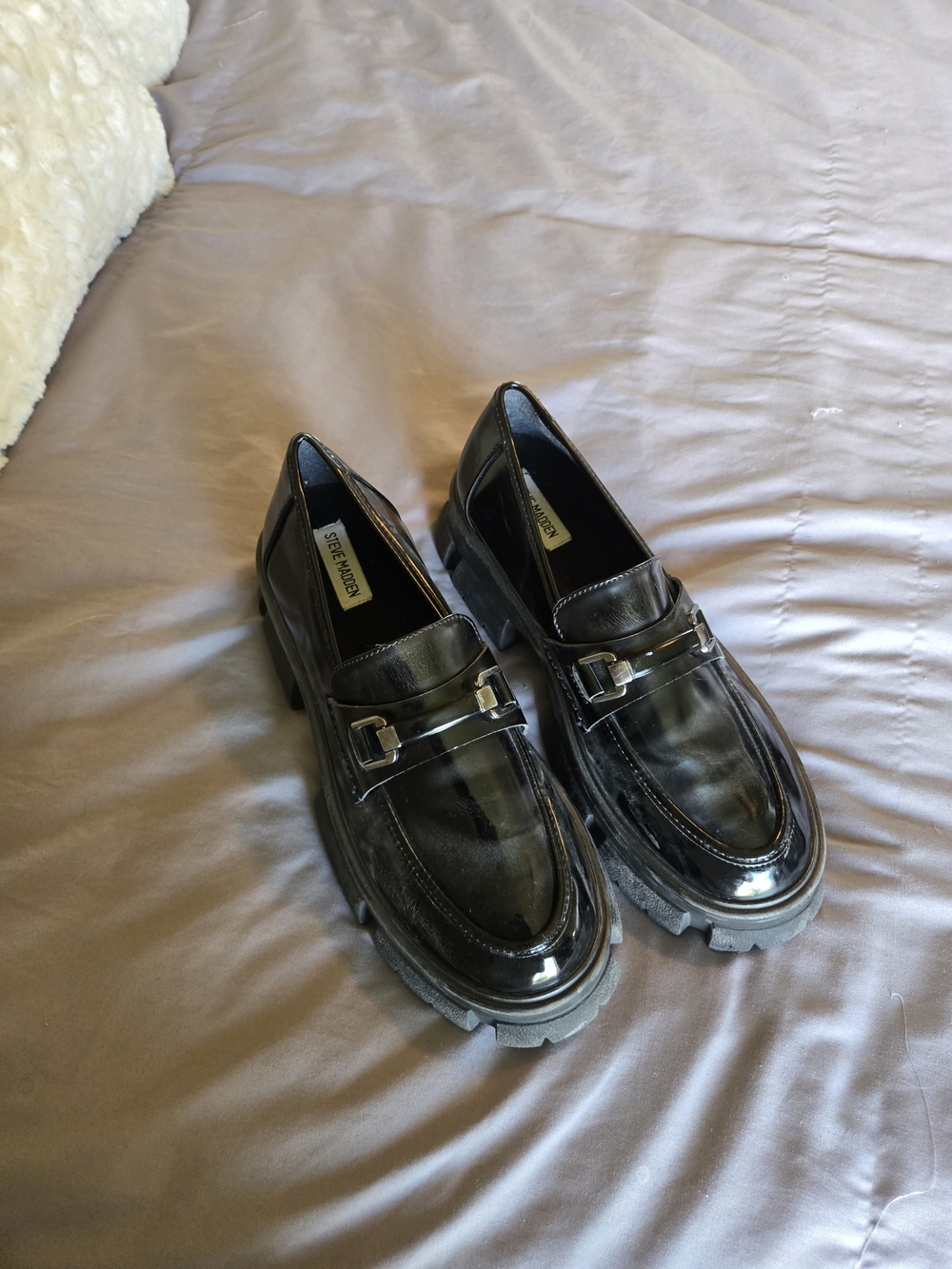 Steve Madden Black Patent Chunky Sole Loafers